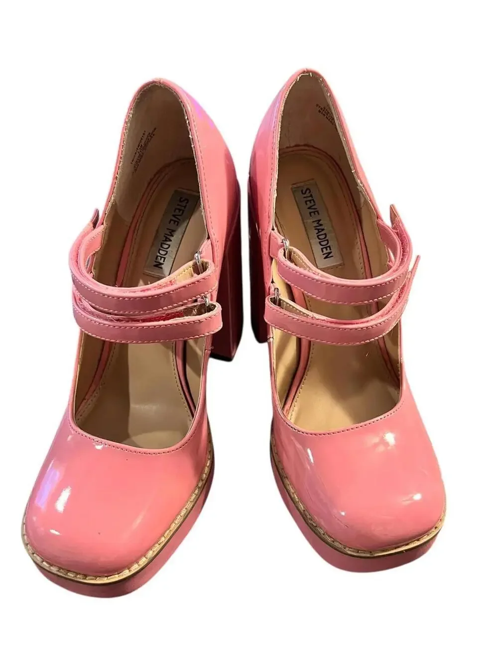 Steve Madden Twice Pink Patent Platform Mary Jane Euphoria Cassie Howard 8.5